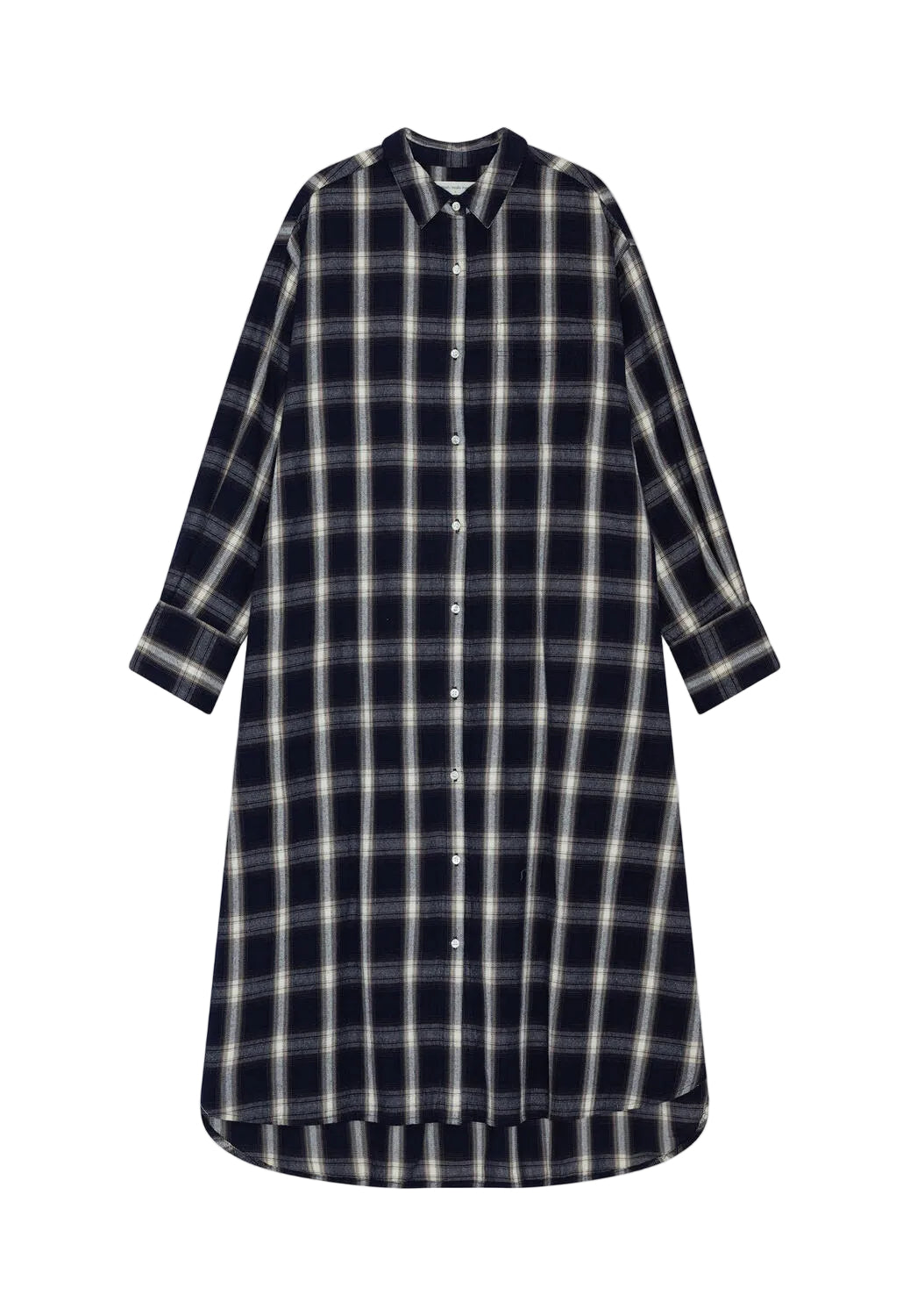 Floret Check skjortekjole - dark navy/grey/ecru